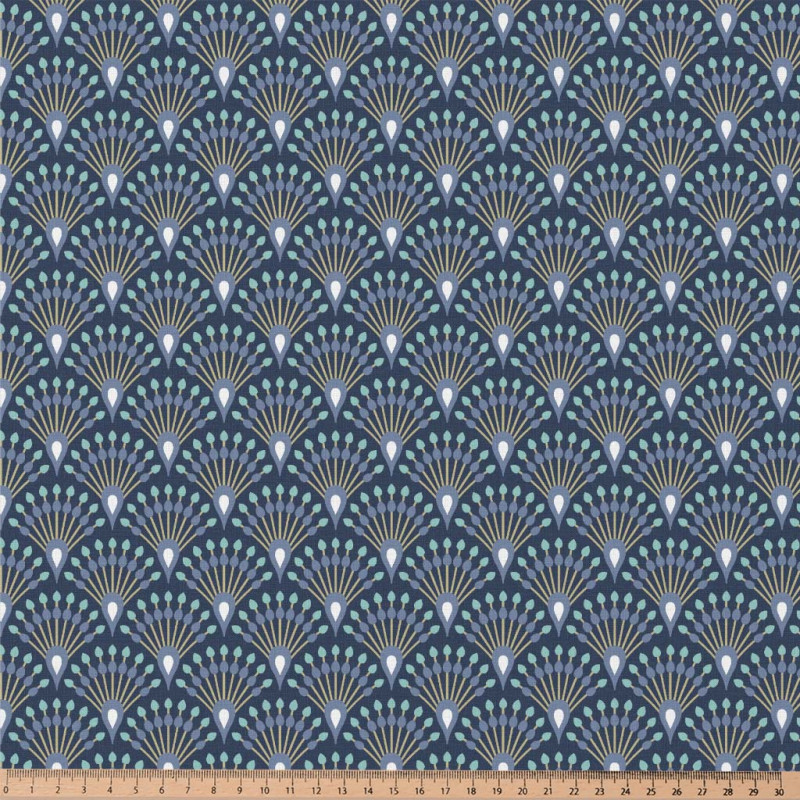 Printed Cotton GINZA Midnight / Indigo